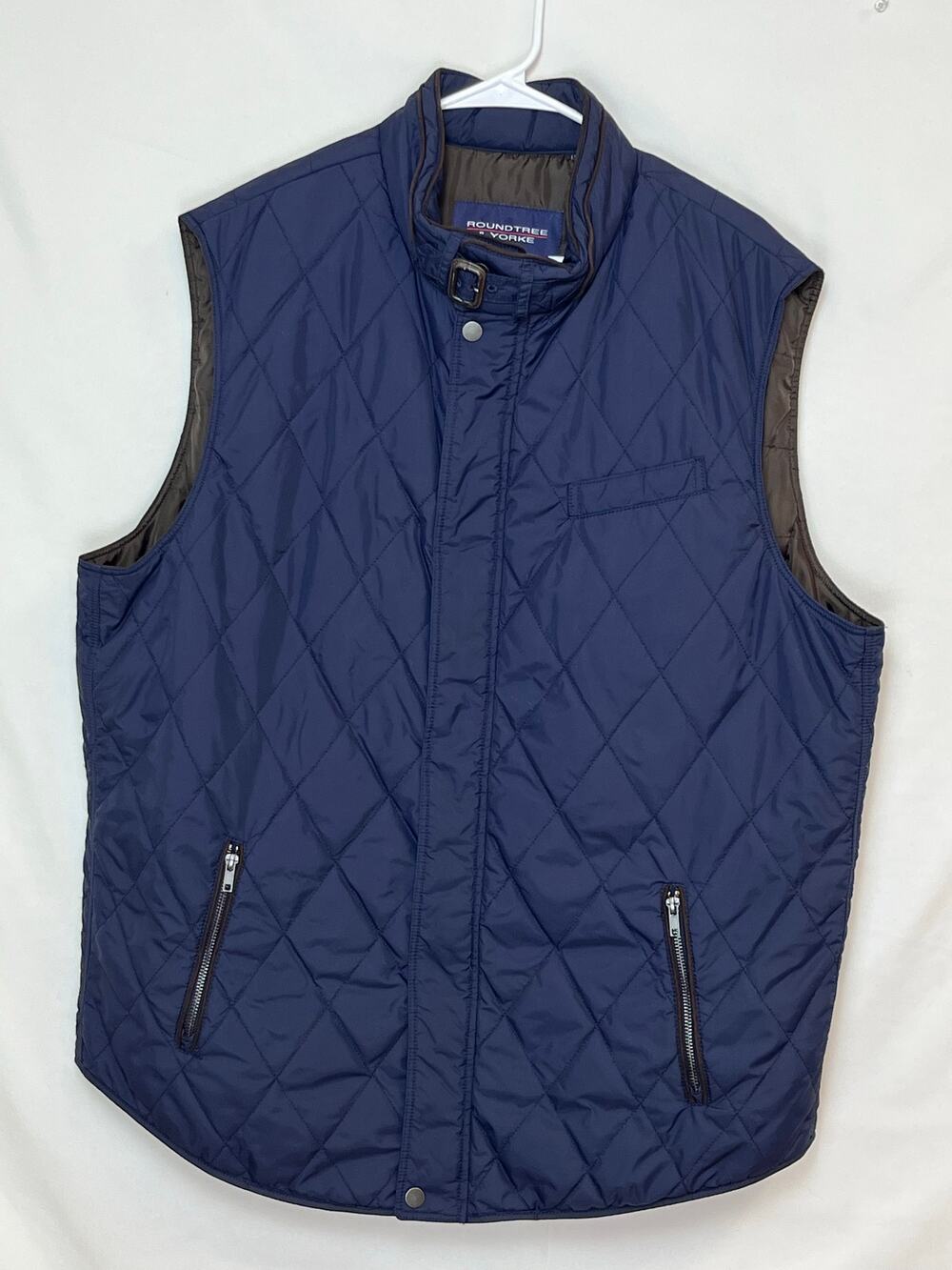 Roundtree & Yorke Men’s XLT Blue Quilted Vest Zip Front Lightweight Outerwear